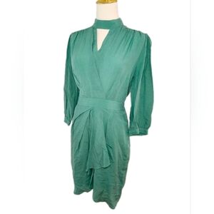 The Korner 3/4 Sleeve Dress Wrap V-Neck Style Pastel Green Zip Size S